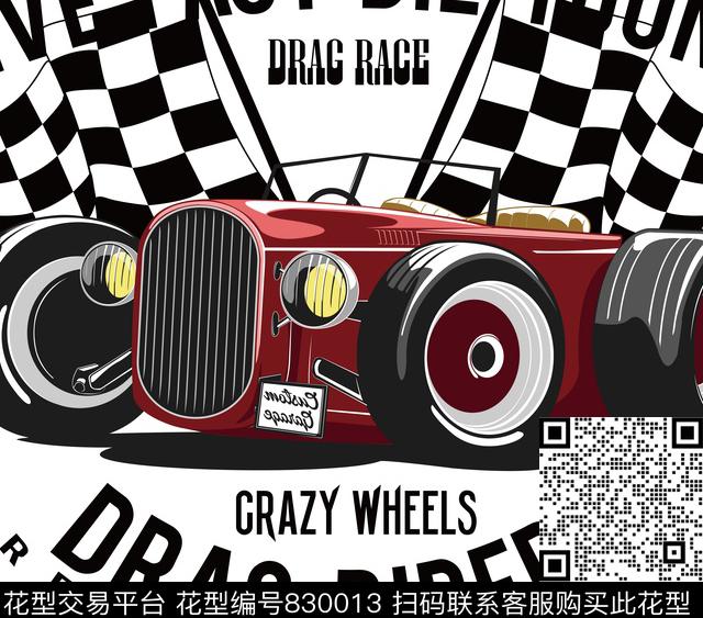 有AI文件、老爷车、复古风运动、赛车速度传统印花华亿平台下载（图片编号: 830013） - 瓦栏（Walan）