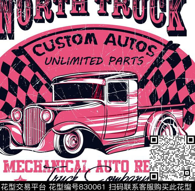 复古老爷车赛车传统印花华亿平台下载（图片编号: 830061） - 瓦栏（Walan）