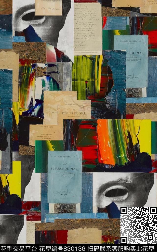抽象肌理趣味数码印花华亿平台下载（图片编号: 830136） - 瓦栏（Walan）