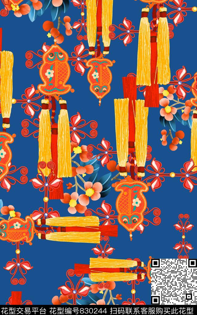 部落中国风民族风数码印花华亿平台下载（图片编号: 830244） - 瓦栏（Walan）