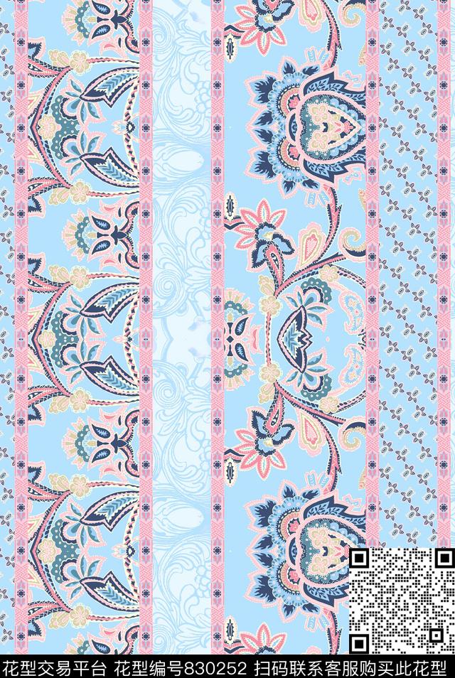 波西米亚卷草纹民族风传统印花华亿平台下载（图片编号: 830252） - 瓦栏（Walan）