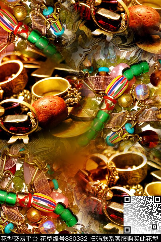 时尚拼接珠宝数码印花华亿平台下载（图片编号: 830332） - 瓦栏（Walan）