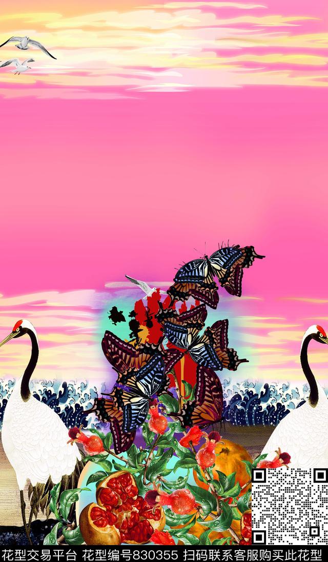 手绘花卉数码印花数码印花华亿平台下载（图片编号: 830355） - 瓦栏（Walan）