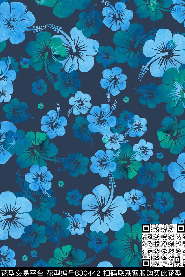 小碎花花瓣花卉数码印花华亿平台下载（图片编号: 830442） - 瓦栏（Walan）