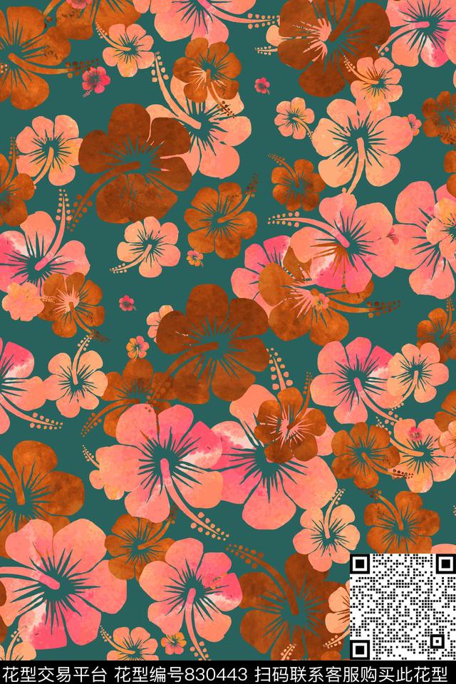 小碎花花瓣花卉数码印花华亿平台下载（图片编号: 830443） - 瓦栏（Walan）