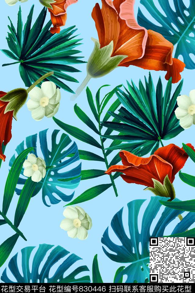 大花花瓣花卉数码印花华亿平台下载（图片编号: 830446） - 瓦栏（Walan）