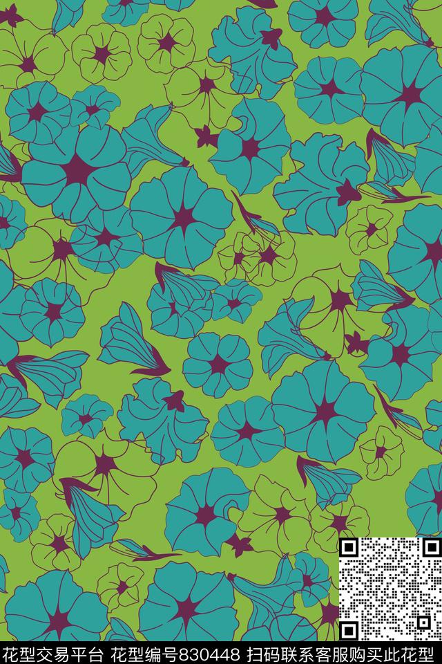 大花花瓣花卉传统印花华亿平台下载（图片编号: 830448） - 瓦栏（Walan）