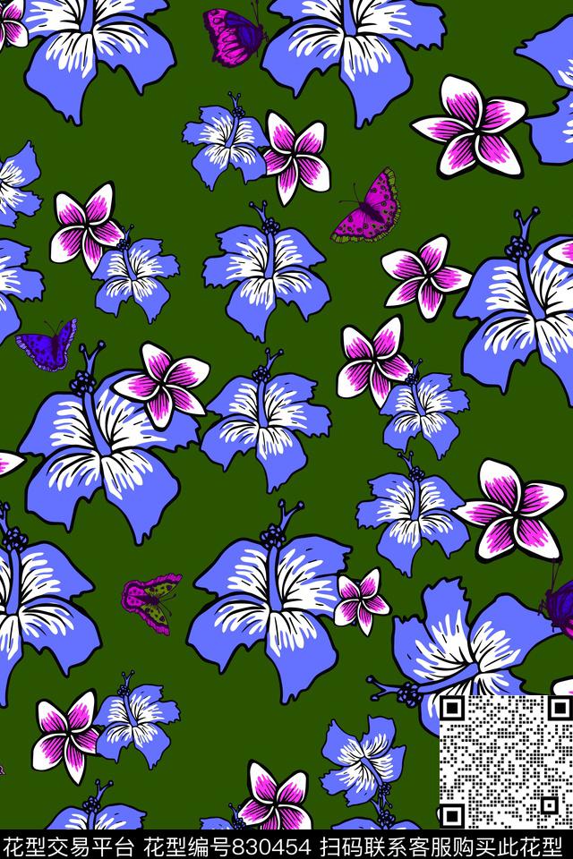 花瓣大花花卉传统印花华亿平台下载（图片编号: 830454） - 瓦栏（Walan）