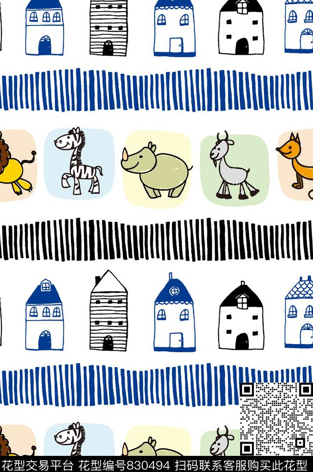建筑动物条纹传统印花华亿平台下载（图片编号: 830494） - 瓦栏（Walan）