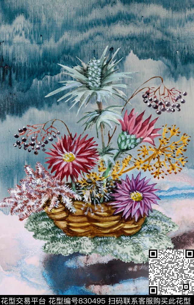 定位水墨肌理数码印花华亿平台下载（图片编号: 830495） - 瓦栏（Walan）