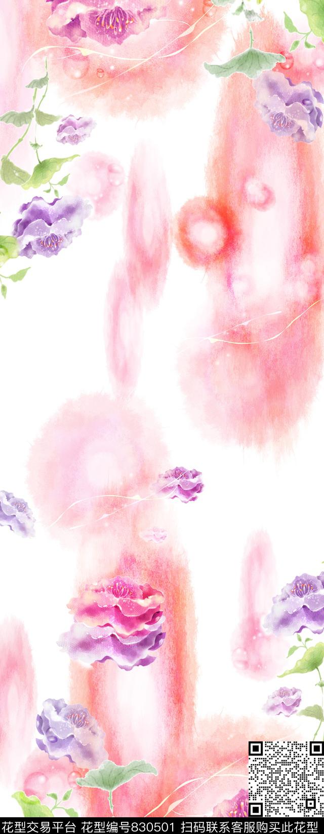 肌理花卉清爽数码印花华亿平台下载（图片编号: 830501） - 瓦栏（Walan）