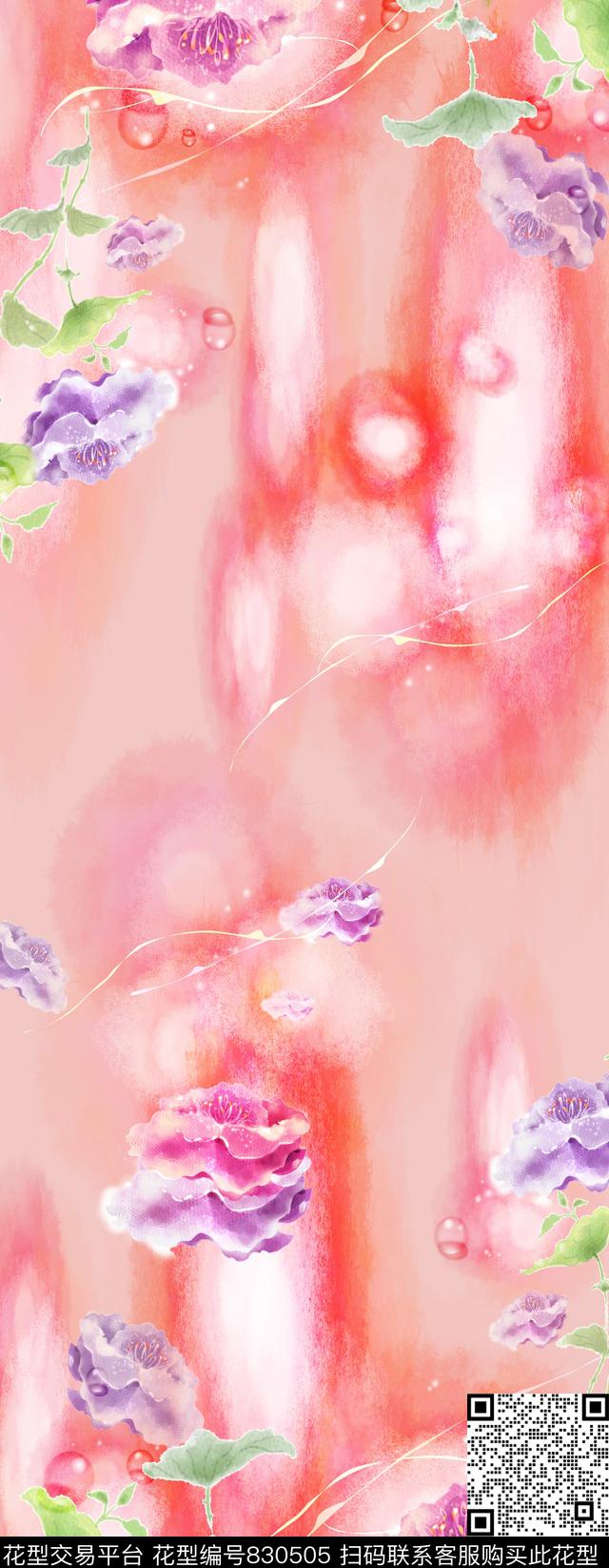 肌理花卉清爽数码印花华亿平台下载（图片编号: 830505） - 瓦栏（Walan）