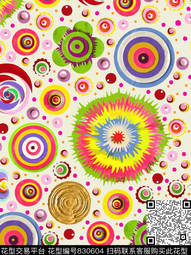 女装几何拼接数码印花华亿平台下载（图片编号: 830604） - 瓦栏（Walan）