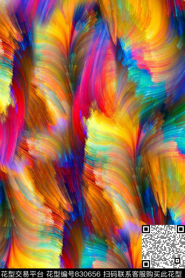 女装连衣裙肌理创意抽象炫彩数码印花华亿平台下载（图片编号: 830656） - 瓦栏（Walan）
