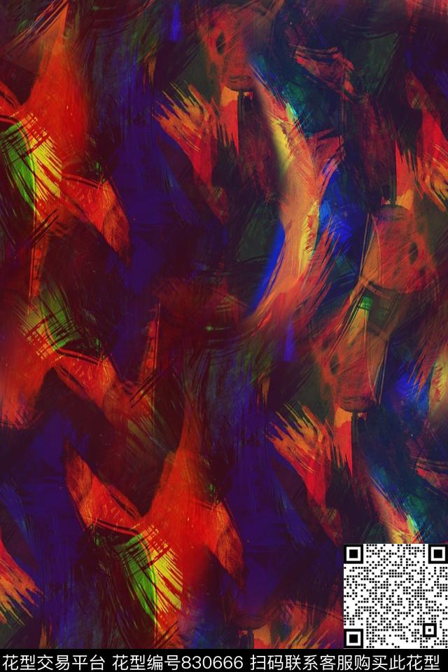 肌理女装连衣裙抽象水彩数码印花华亿平台下载（图片编号: 830666） - 瓦栏（Walan）