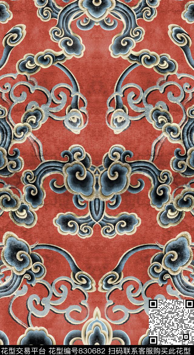祥云纹样肌理斑驳纹理数码印花华亿平台下载（图片编号: 830682） - 瓦栏（Walan）