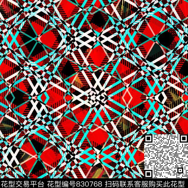 几何纹样抽象画色条数码印花华亿平台下载（图片编号: 830768） - 瓦栏（Walan）