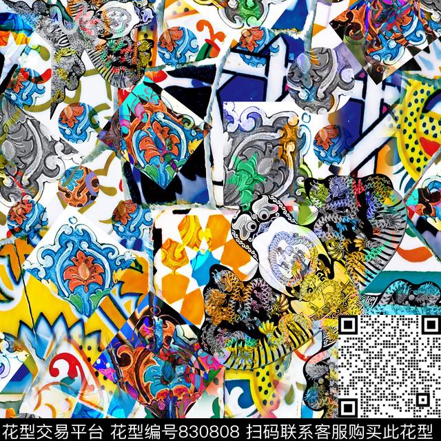抽象彩色炫彩数码印花华亿平台下载（图片编号: 830808） - 瓦栏（Walan）