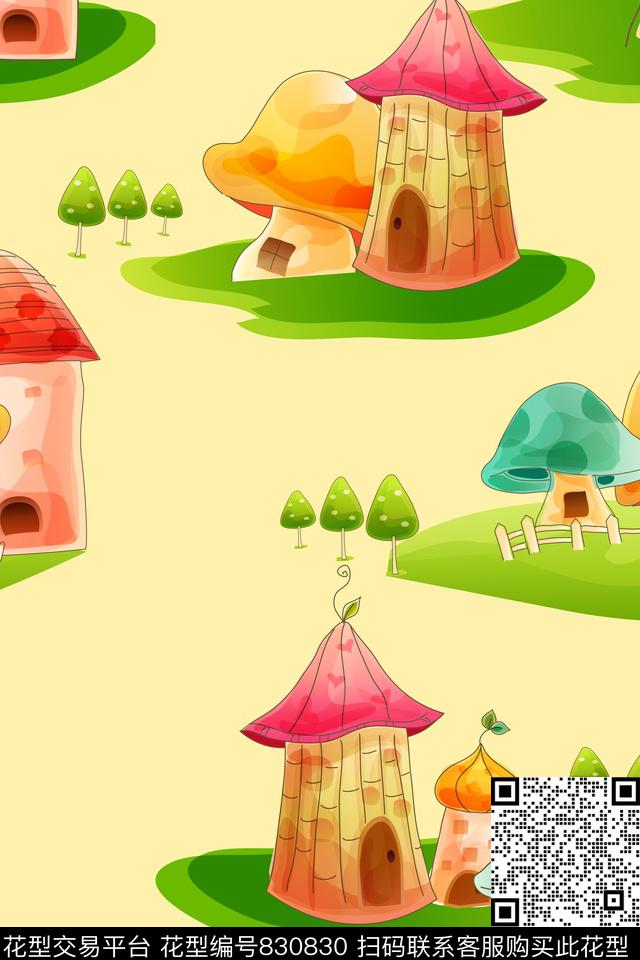 婴童卡通蘑菇传统印花华亿平台下载（图片编号: 830830） - 瓦栏（Walan）