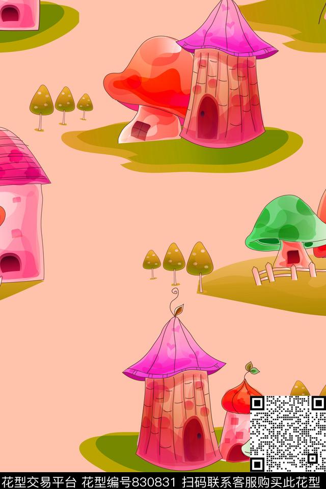 婴童卡通蘑菇传统印花华亿平台下载（图片编号: 830831） - 瓦栏（Walan）