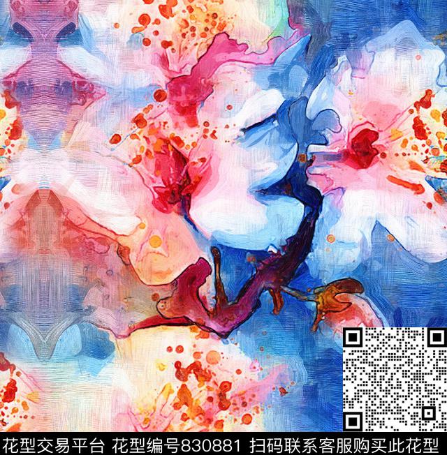 欧式抽象水彩欧美抽象数码印花华亿平台下载（图片编号: 830881） - 瓦栏（Walan）