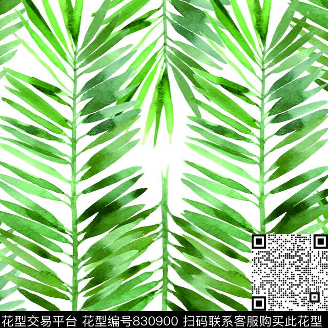 叶子大花花朵数码印花华亿平台下载（图片编号: 830900） - 瓦栏（Walan）