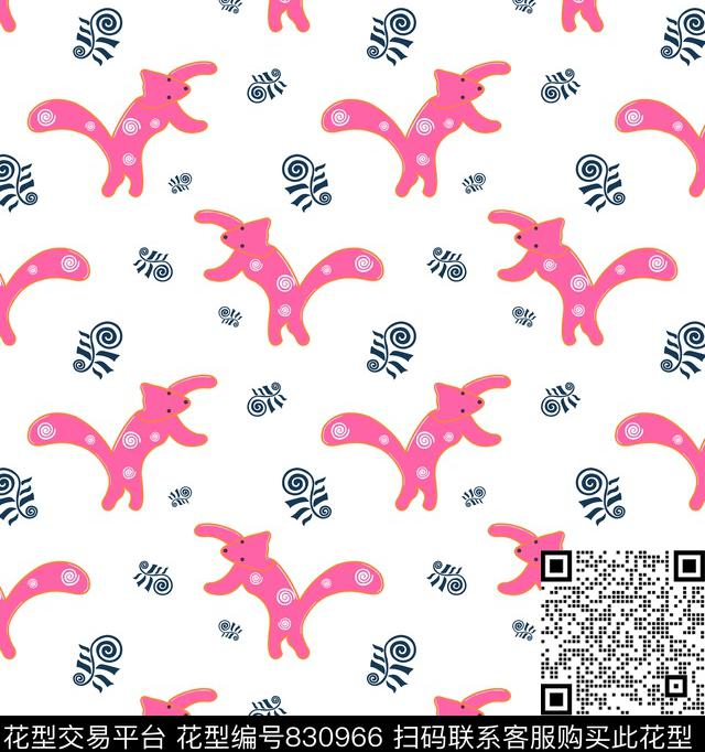 小狐狸儿童婴童数码印花华亿平台下载（图片编号: 830966） - 瓦栏（Walan）