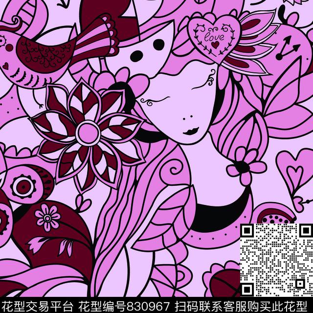 手绘卡通动漫传统印花华亿平台下载（图片编号: 830967） - 瓦栏（Walan）