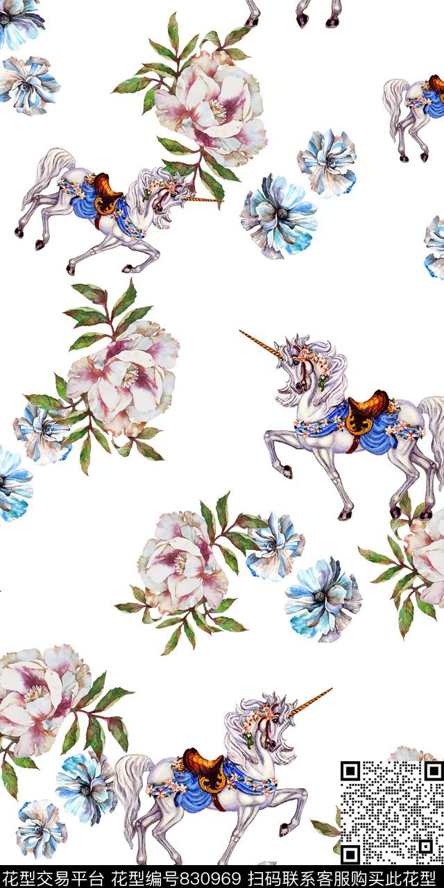 花朵花卉水彩马数码印花华亿平台下载（图片编号: 830969） - 瓦栏（Walan）