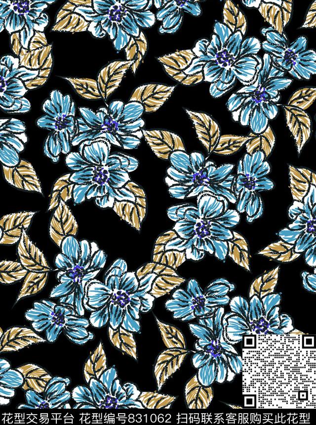 笔触时尚女装传统印花华亿平台下载（图片编号: 831062） - 瓦栏（Walan）