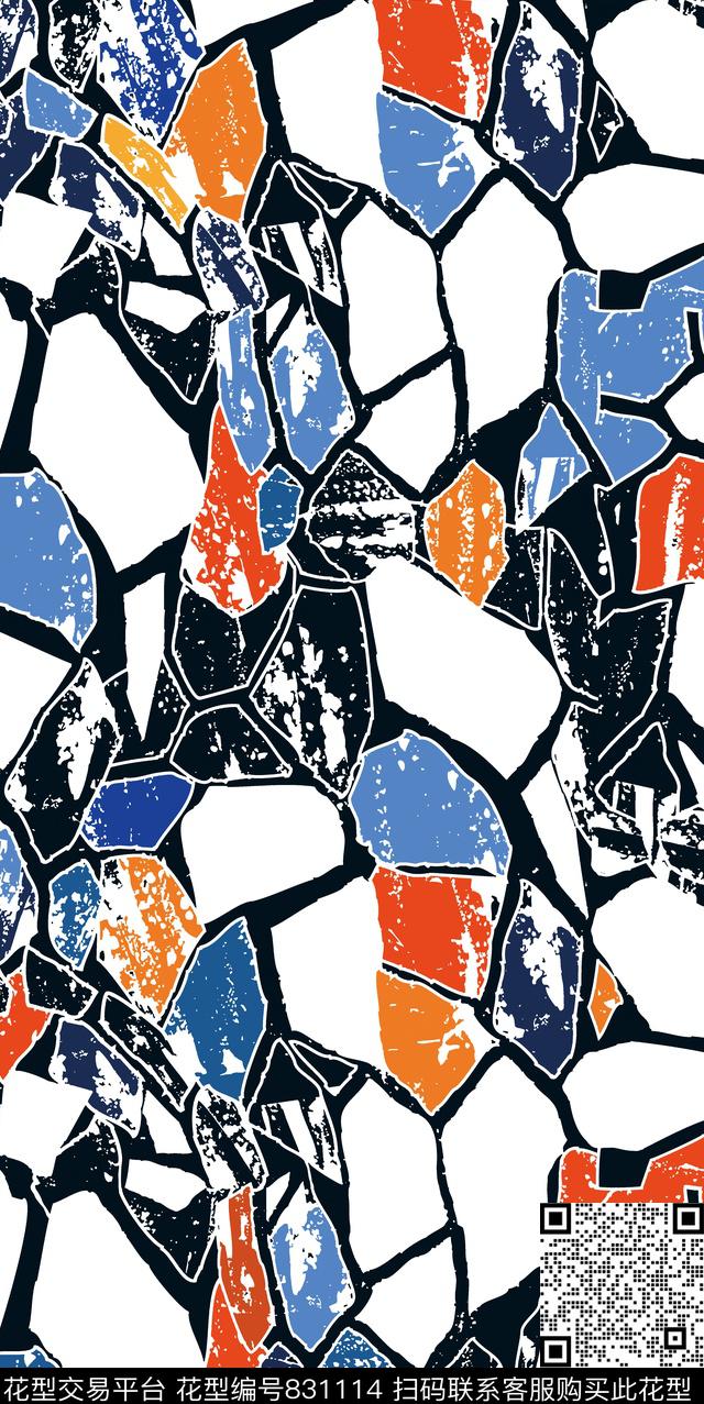 几何大理石纹不规则色块传统印花华亿平台下载（图片编号: 831114） - 瓦栏（Walan）