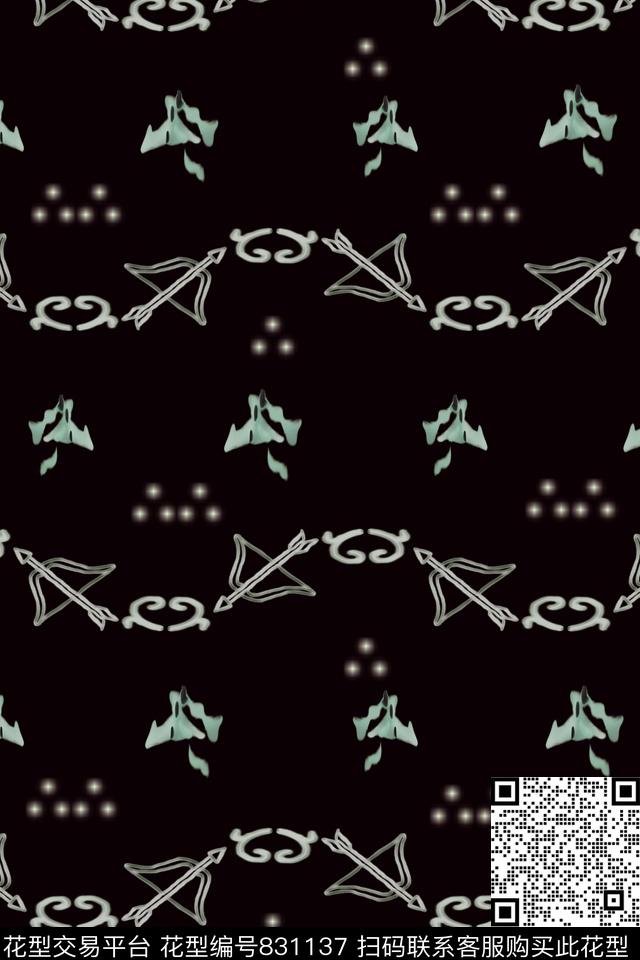 手绘弓箭潮流男装外套夹克衫数码印花华亿平台下载（图片编号: 831137） - 瓦栏（Walan）