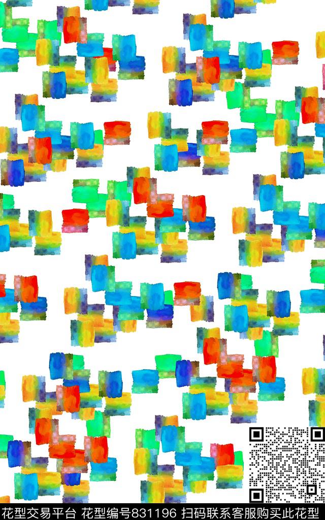 色块年轻时尚春夏女装数码印花华亿平台下载（图片编号: 831196） - 瓦栏（Walan）