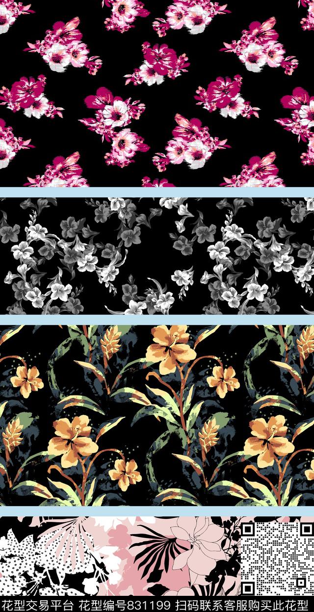 小碎花花朵花卉数码印花华亿平台下载（图片编号: 831199） - 瓦栏（Walan）