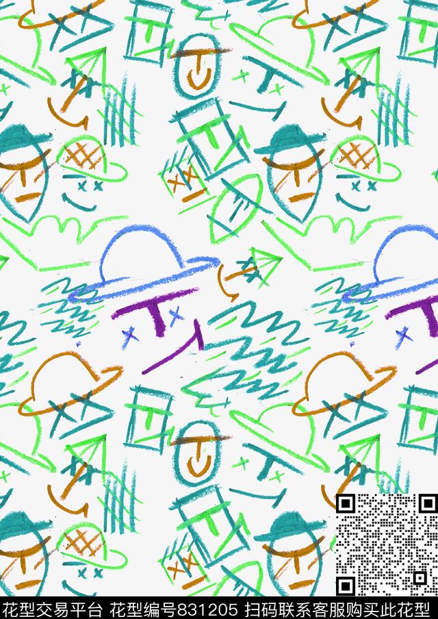 嘴唇趣味手绘传统印花华亿平台下载（图片编号: 831205） - 瓦栏（Walan）