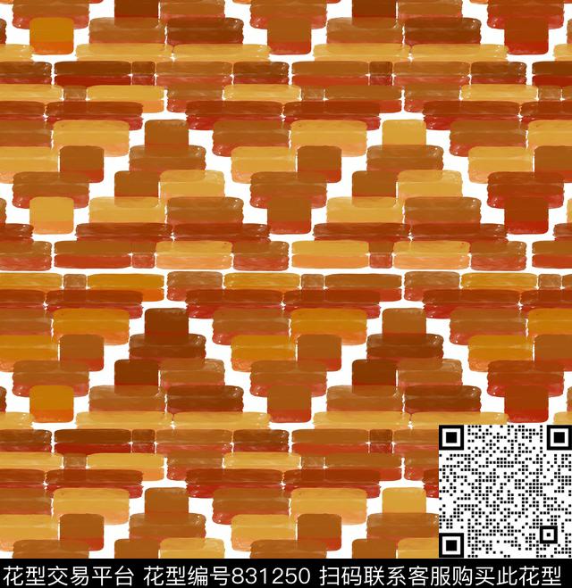 水彩几何波浪数码印花华亿平台下载（图片编号: 831250） - 瓦栏（Walan）