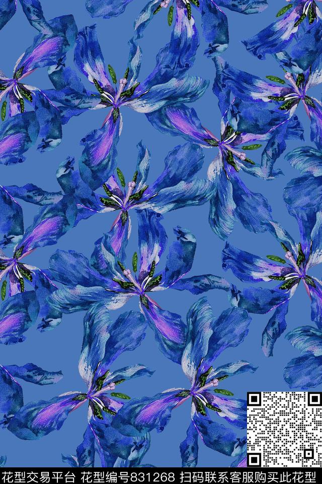 花卉乱花花朵数码印花华亿平台下载（图片编号: 831268） - 瓦栏（Walan）