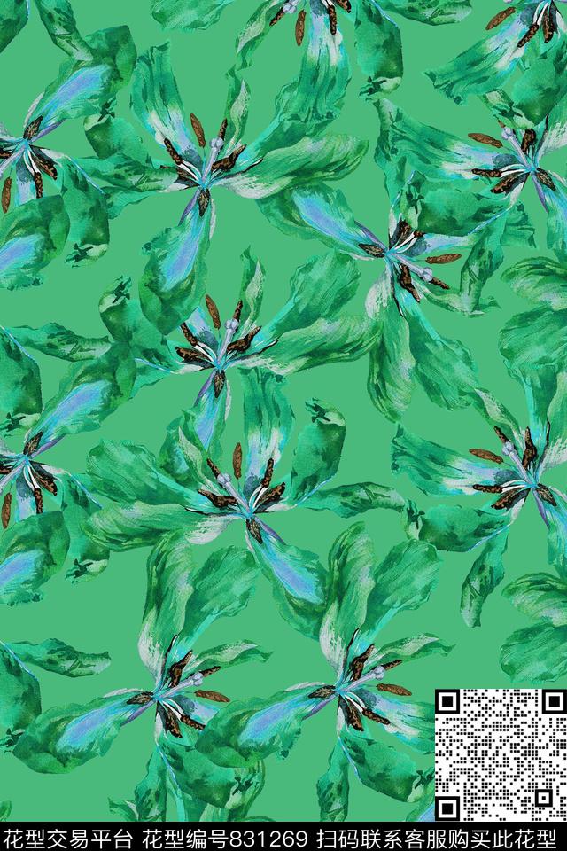 花卉乱花花朵数码印花华亿平台下载（图片编号: 831269） - 瓦栏（Walan）