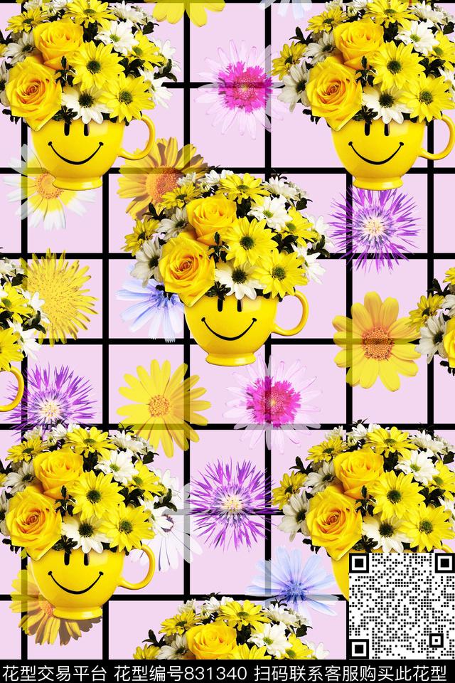 菊花花朵花卉数码印花华亿平台下载（图片编号: 831340） - 瓦栏（Walan）