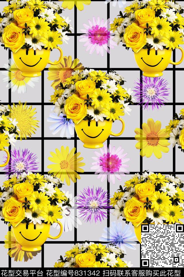 菊花花朵花卉数码印花华亿平台下载（图片编号: 831342） - 瓦栏（Walan）