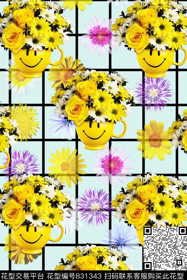 菊花花朵花卉数码印花华亿平台下载（图片编号: 831343） - 瓦栏（Walan）