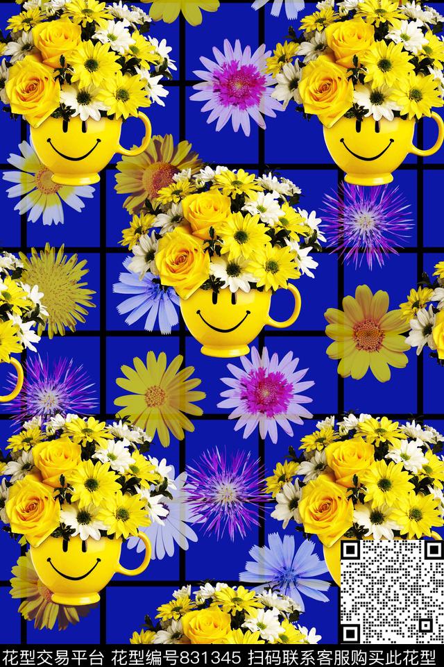 菊花花朵花卉数码印花华亿平台下载（图片编号: 831345） - 瓦栏（Walan）