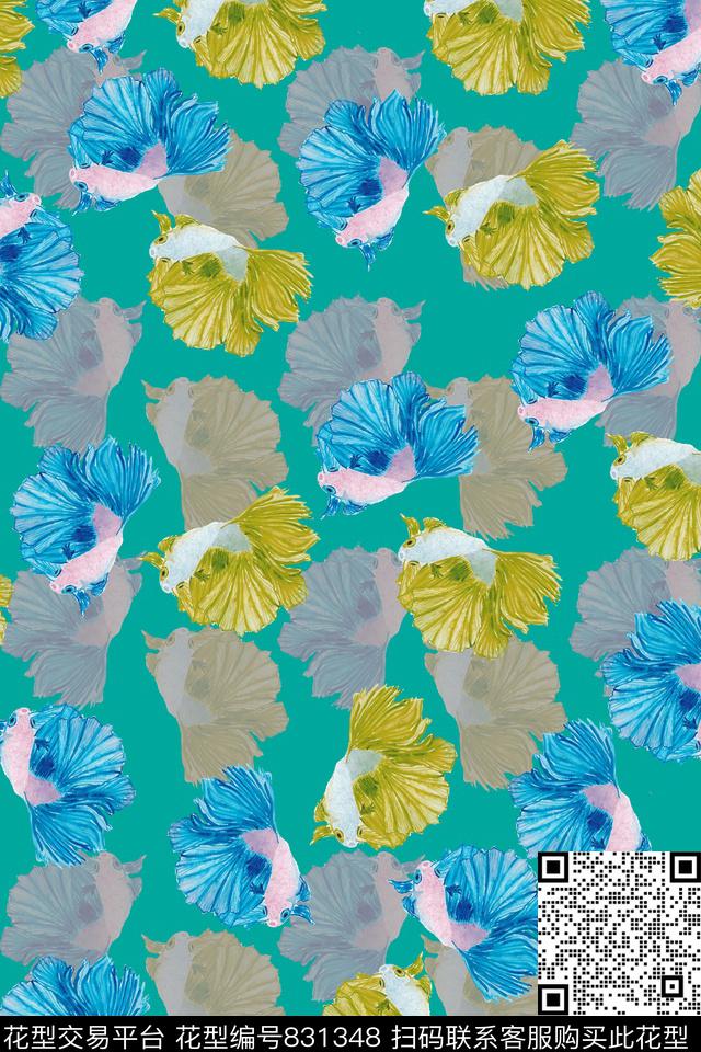 热带鱼鱼BETA鱼传统印花华亿平台下载（图片编号: 831348） - 瓦栏（Walan）