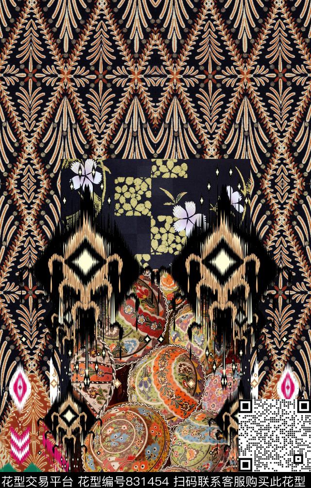 定位扎染手绘数码印花华亿平台下载（图片编号: 831454） - 瓦栏（Walan）