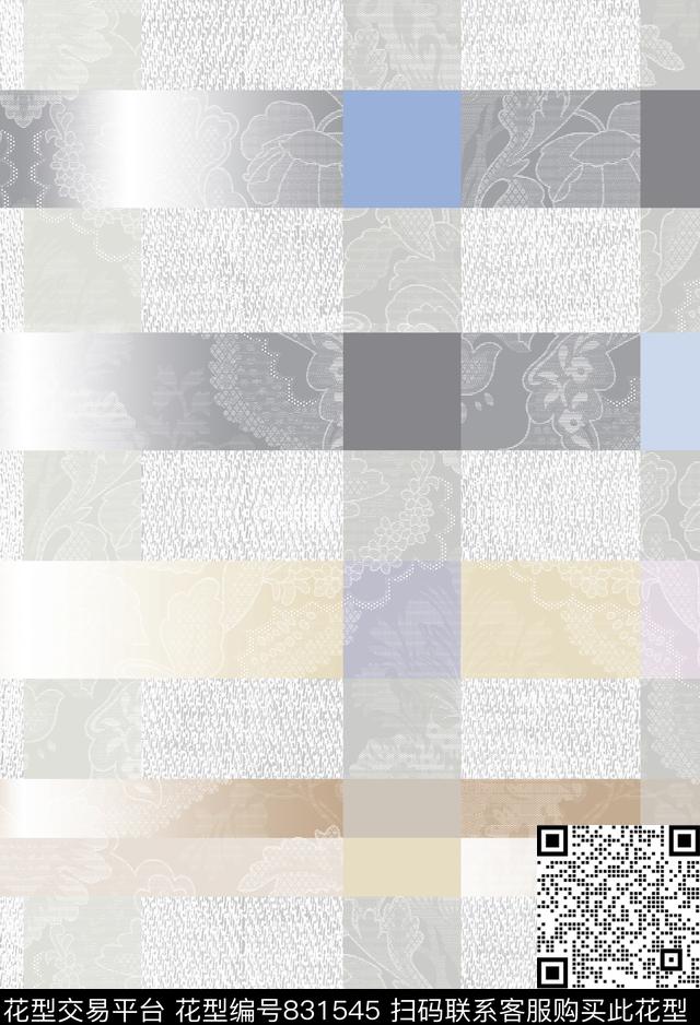 男装沉稳格子数码印花华亿平台下载（图片编号: 831545） - 瓦栏（Walan）