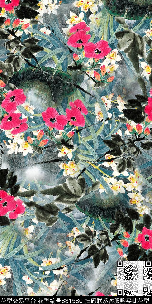 小碎花罂粟花花瓣数码印花华亿平台下载（图片编号: 831580） - 瓦栏（Walan）