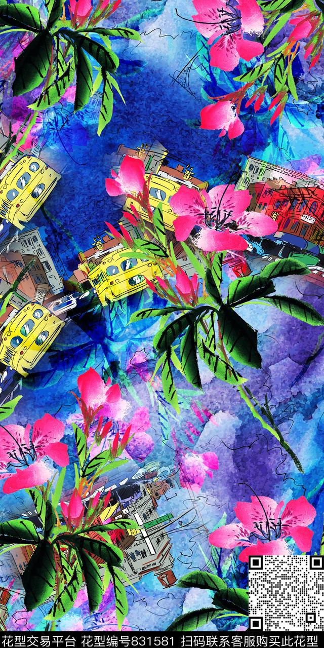 罂粟花樱花曼陀罗数码印花华亿平台下载（图片编号: 831581） - 瓦栏（Walan）