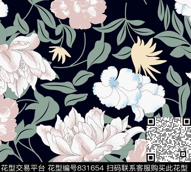 田园花朵欧美传统印花华亿平台下载（图片编号: 831654） - 瓦栏（Walan）