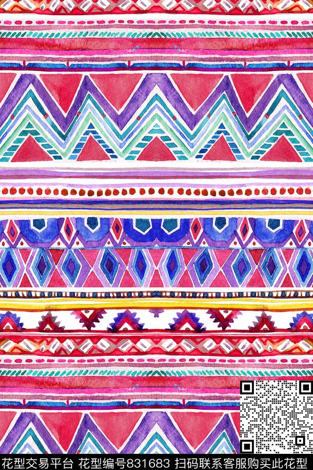 盐染青花瓷民族风格数码印花华亿平台下载（图片编号: 831683） - 瓦栏（Walan）