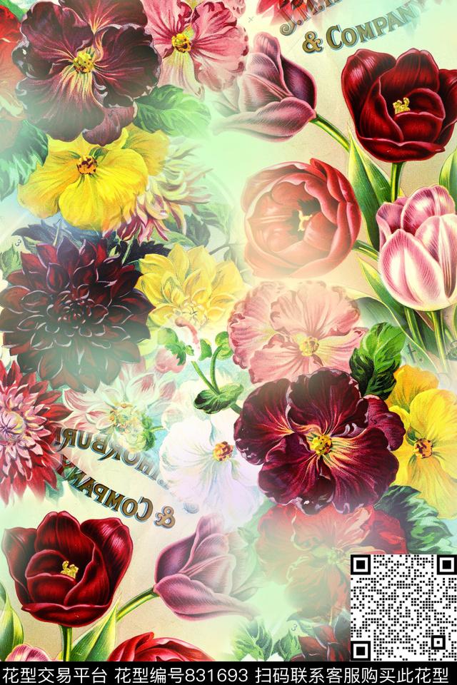 时尚手绘油画数码印花华亿平台下载（图片编号: 831693） - 瓦栏（Walan）